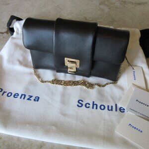Proenza Schouler Flip Shoulder Chain Clutch Phone Holder Black Nappa $990 NWT